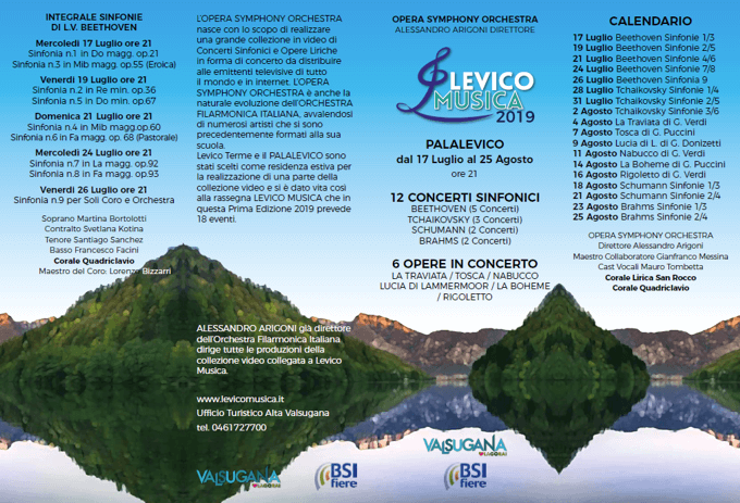 LEVICO MUSICA 2019  - 17 Luglio al 25 Agosto 2019